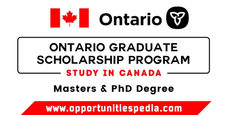 Ontario Graduate Scholarship Program 2025-26 (Study in Canada)