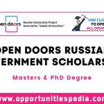 Open Doors Russian Government Scholarship 2026 | Fully Funded