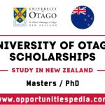 University of Otago Scholarships 2025-2026 (Study in New Zealand)
